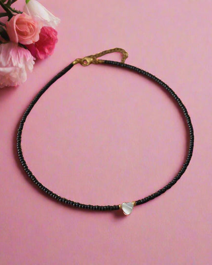 Heart Necklace Black