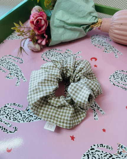 Green Gingham Scrunchie