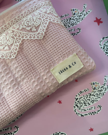 Dusty Pink Lace Flat Pouch