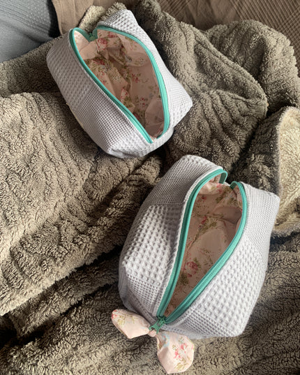 Large Grey/Pink Makeup Bag