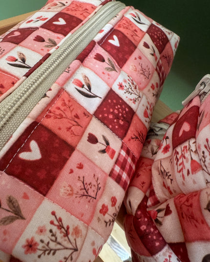 Red-White Hearts Makeup Bag XLarge
