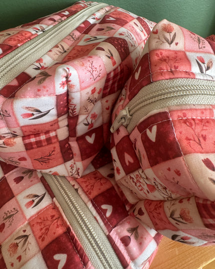 Red-White Hearts Makeup Bag XLarge