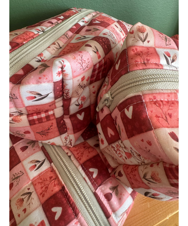 Red-White Hearts Makeup Bag XLarge