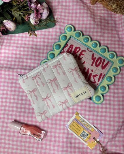 Pink Bow Flat Pouch (M)