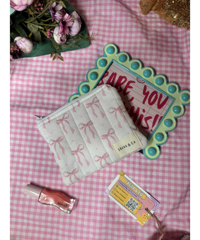 Pink Bow Flat Pouch (M)
