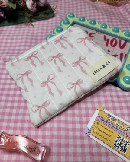 Pink Bow Flat Pouch (M)