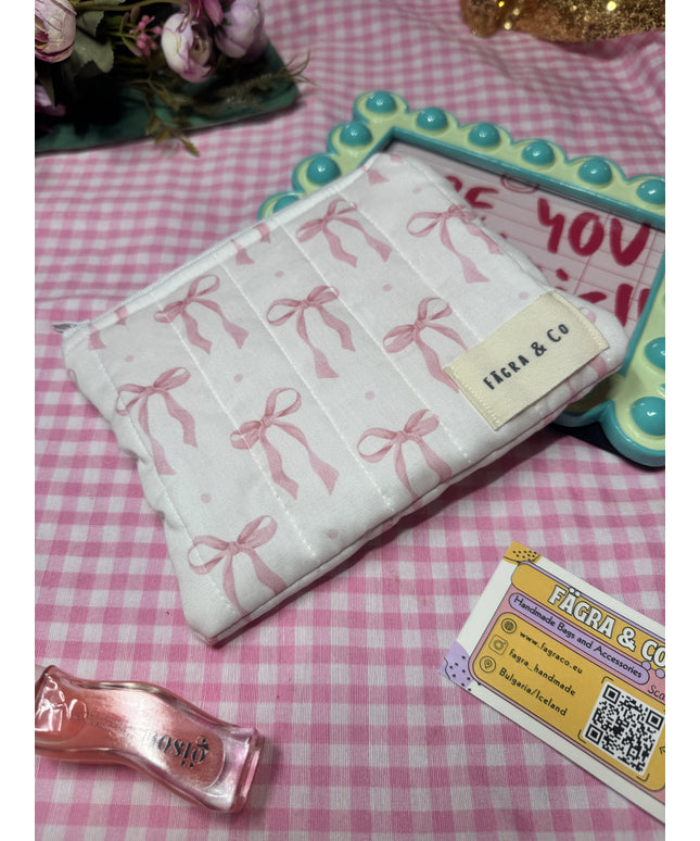 Pink Bow Flat Pouch (M)
