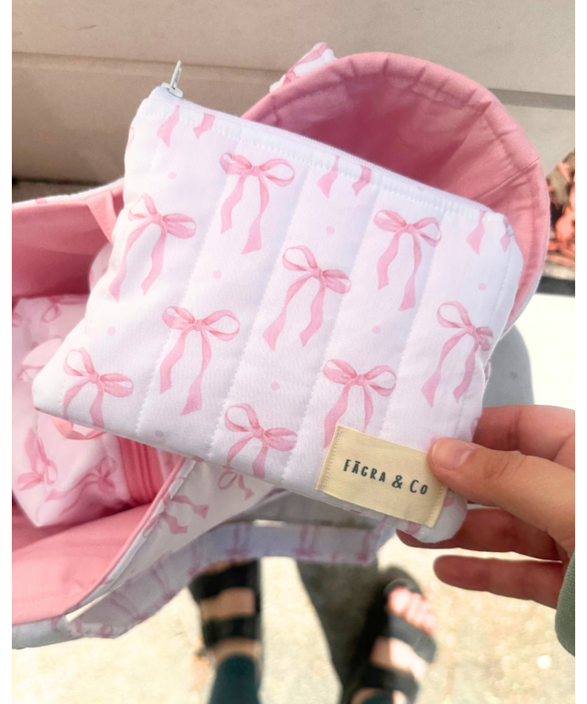 Pink Bow Flat Pouch (M)